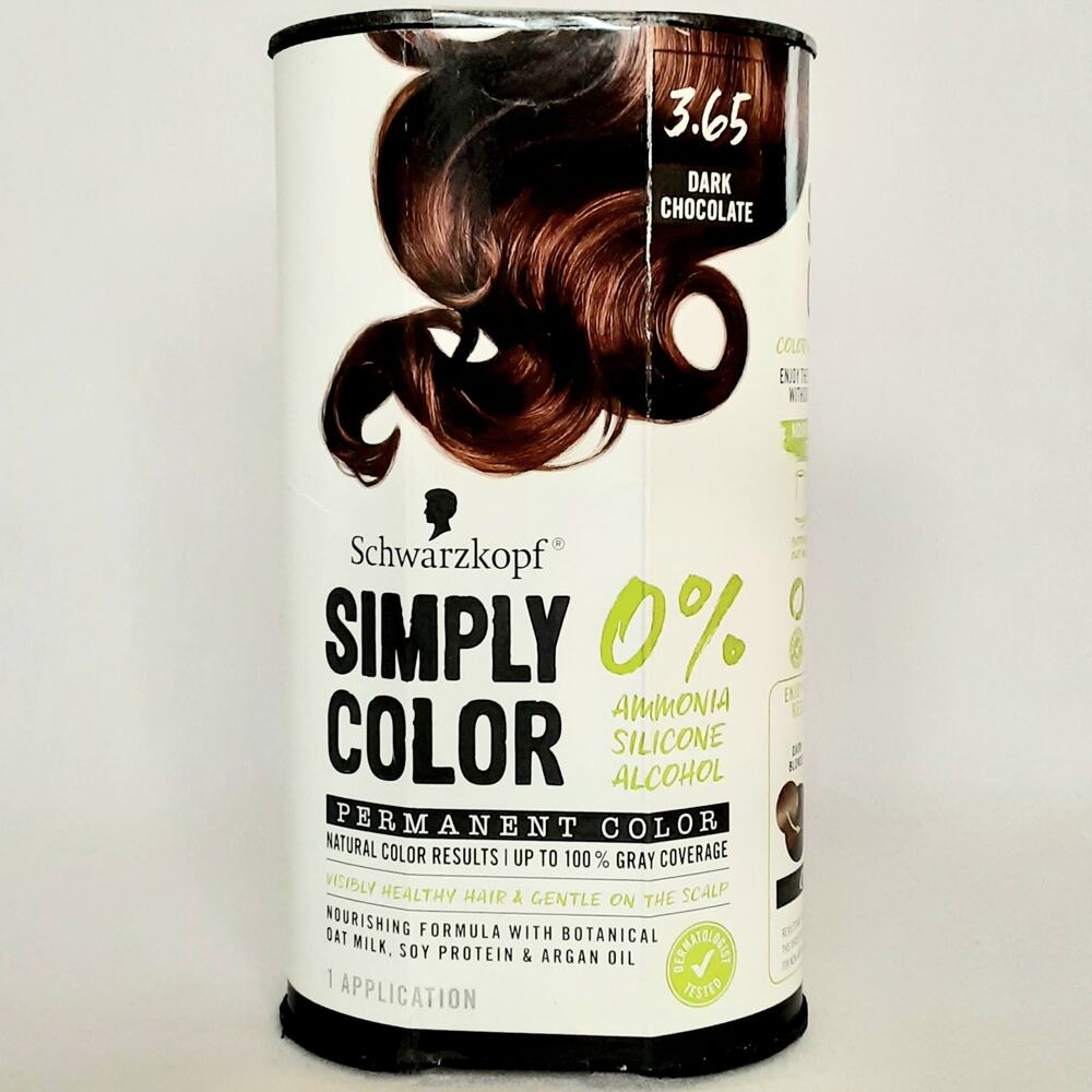 Schwartzkopf Simply Color Permanent Up To 100% Gray Coverage Dark Chocolate 3.65